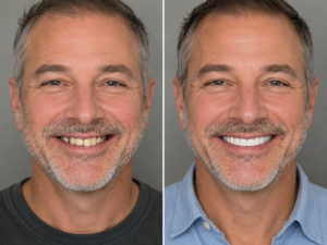 Kerry Voit DDS Dental Implants Before and After -Misaligned and Missing Teeth