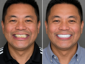 Kerry Voit DDS Dental Implants Before and After-Crooked and Compromised Teeth