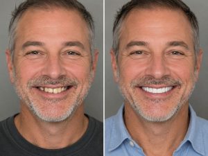 Kerry Voit DDS Dental Implants Before and After-Misaligned and Missing Teeth